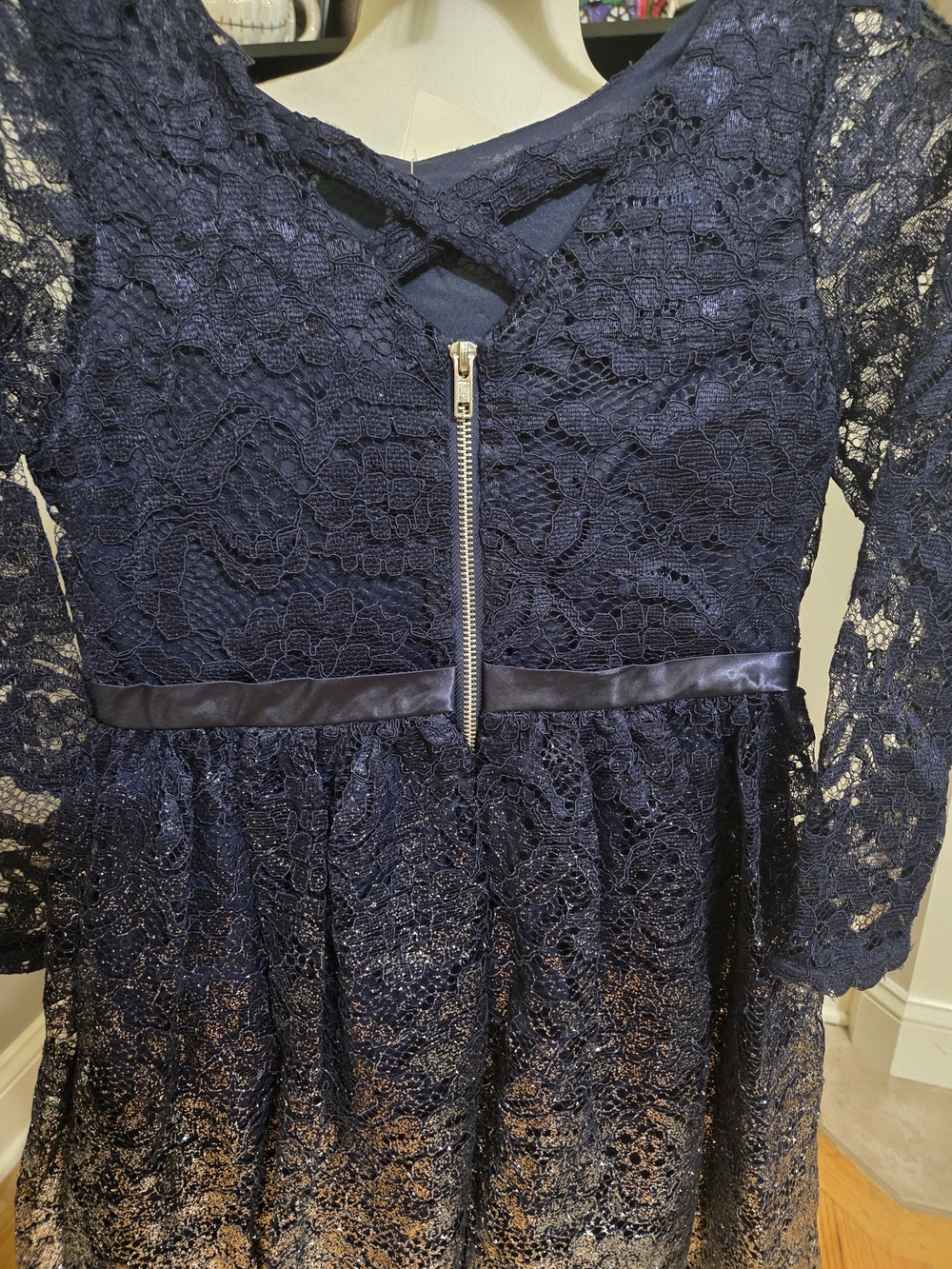 Blush Girls Navy to Gold Ombre Lace Party Dress - Picture 5 of 5